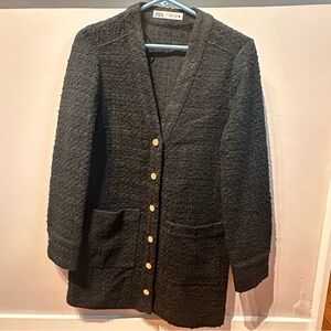 Zara Short Textured Dress Black Size S